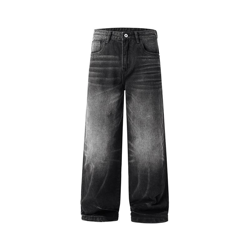 

Американские Свободные Многогранные Белые Джинсы Мужские Широкие Прямые Большого размера Брюки для папы 32