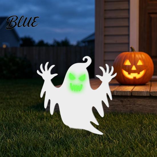 Spooky Garden Figures Halloween Ghost Stake Glow-in-The-Dark Yard Sign Pumpkin Luminous Lawn Ornaments Scarecrow Acrylic Decoration for Pathway