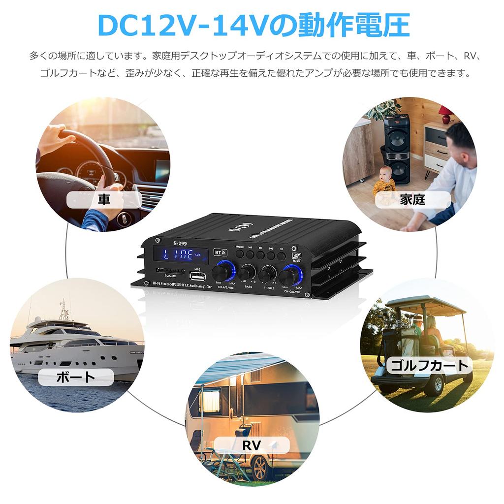 HiFi 4.0CH Bluetooth Digital Power Amplifier for Home Car Subwoofer Audio Amplifier