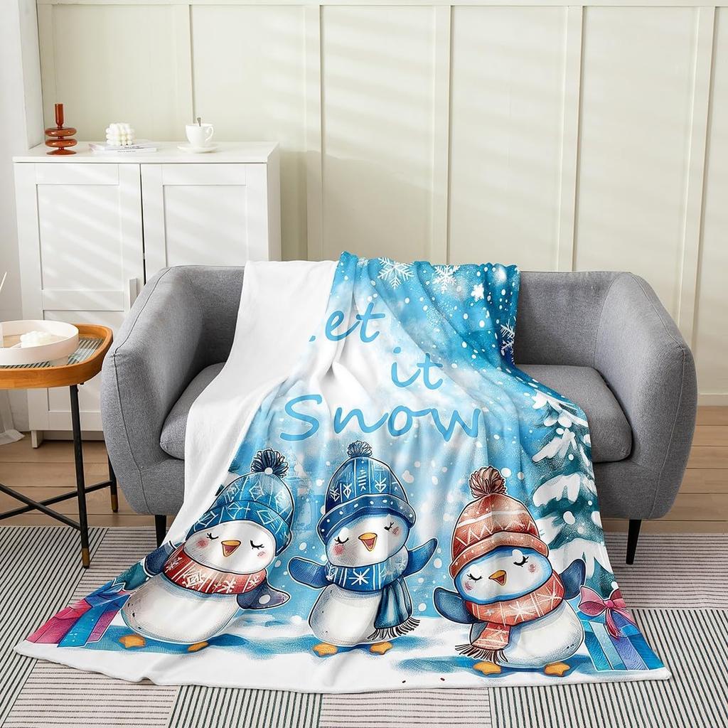 Xmas Grids Flannel Blanket Warm Lightweight,Merry Christmas Theme Warm Blanket for Couch Sofa Decor,Cartoon Santa Claus Warm
