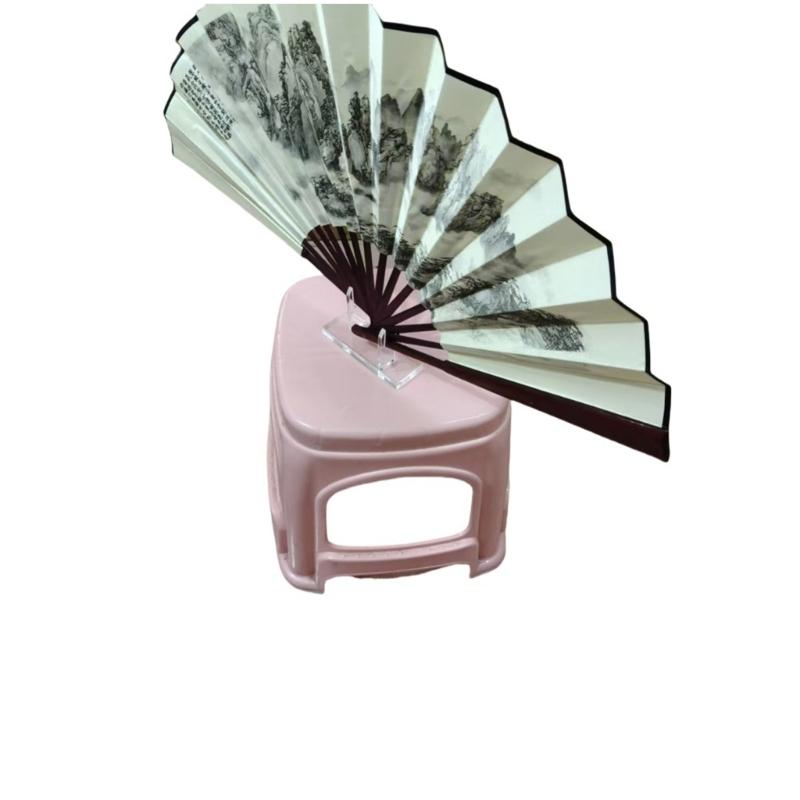 2 Piece Clear Acrylic Fan Holder Shelf With Sturdy Stable Design Elegant Fan Organizers For Collectibles Organization