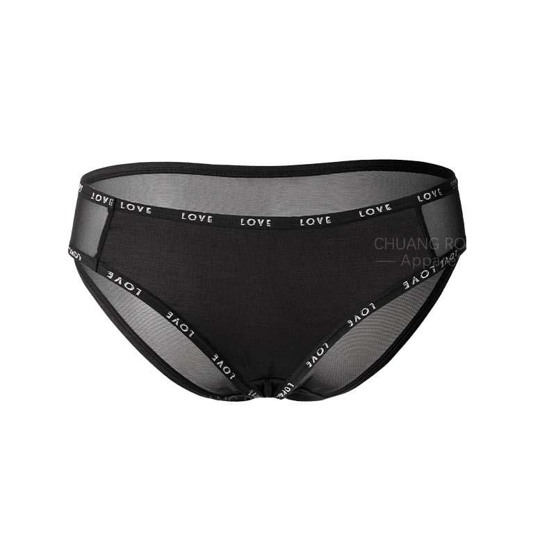 

European and American sexy lace splicing underwear women s Modal pure cotton crotch comfortable breathable letter printing large size briefs S чёрный