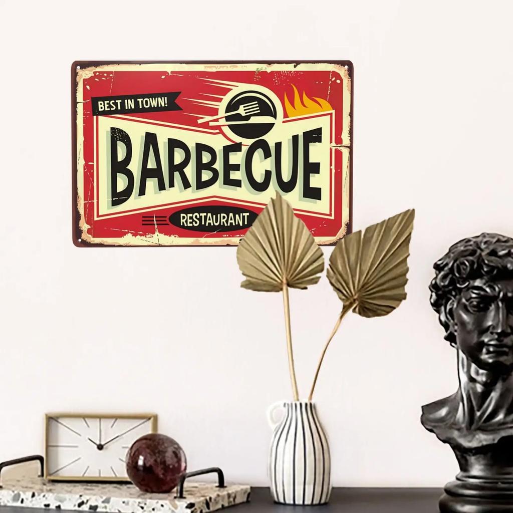 Semne metalice vintage pentru grătar, semn pentru grătar, semn pentru grătar, Bine ați venit la zona de grătar, semn pentru grătar, decor de perete pentru grătar, 8x12 inch