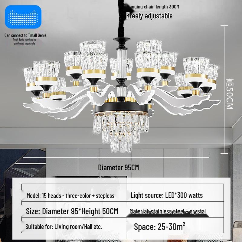 Chinese Style Luminous Crystal Chandelier: Modern Luxury Lighting for Living Rooms and Halls