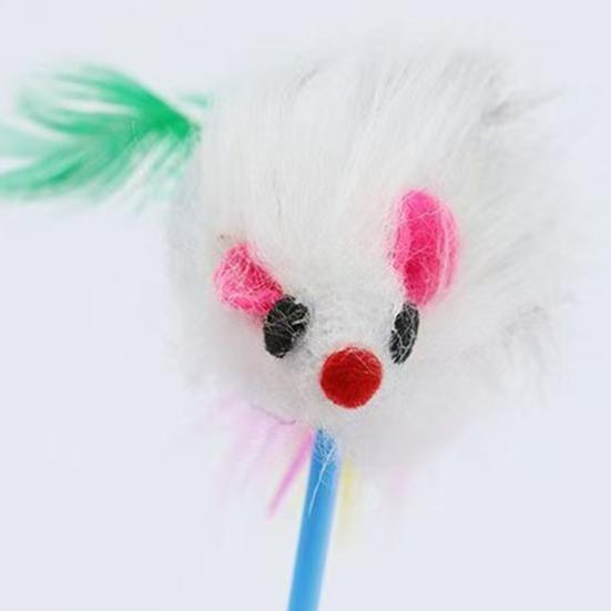 Pet Toy Interactive Tumbler Mouse Shape Plush Feather Tail Cat Toy Reduces Anxiety Boredom Independent Cat Toy