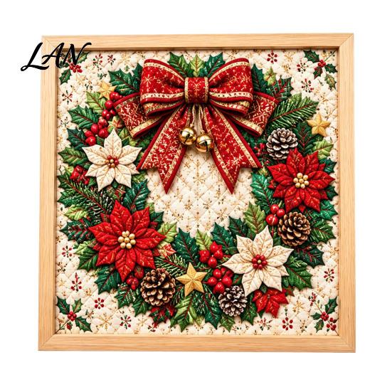 Handmade Santa Snowman Reindeer Crafts DIY Christmas Fabric Art Painting Kit, 3D Patchwork Wall Decor Making Creative Activity for Family Set
