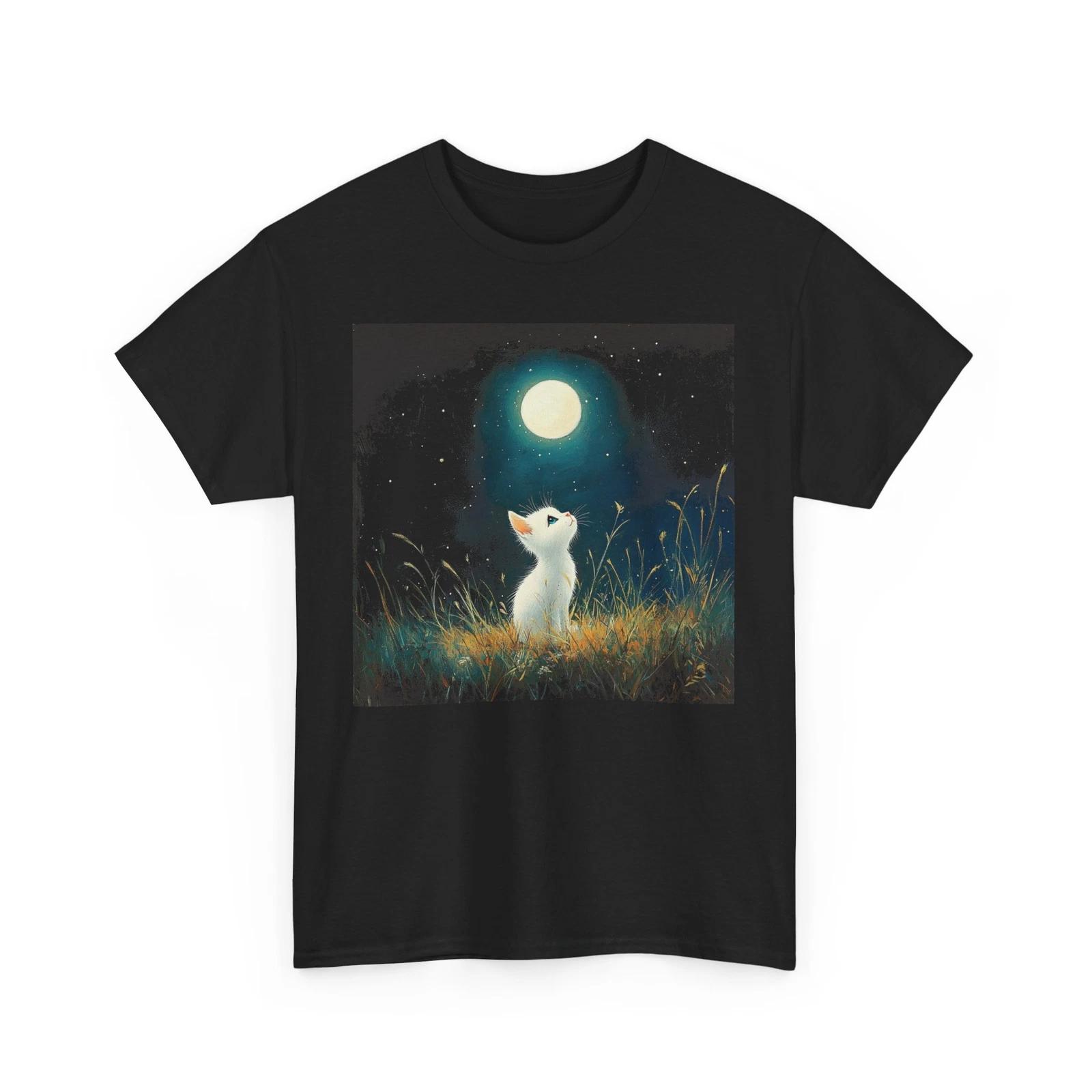 Cat Print T-Shirt for Women & Men – Funny Cute Cat Graphic Tee S