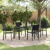 VidaXL Set of 4 Garden Chairs In Black Plastic, Rattan Look, Super Lightweight for Patio and Terrace, 3379151