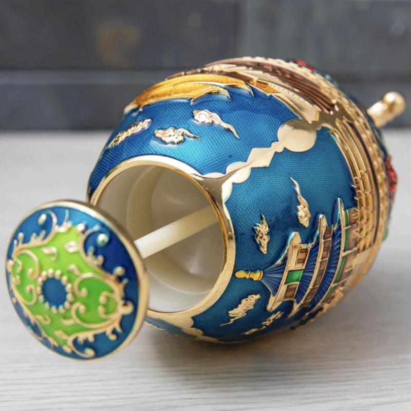 European Style Automatic Toothpick Box Alloy Vintage Palace Organizer Holder Toothpick Dispenser Box Home Desktop Decoration