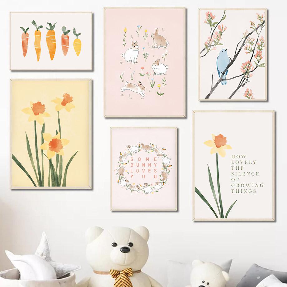 Ostern Frühling Pastelle Minimalismus Leinwand Malerei Nordic Poster Und Drucke Wand Kunst Bilder Für Wohnzimmer Wohnkultur