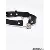 Classic Black Leather Choker with Bell and Leash for Men Punk Necklace Cosplay