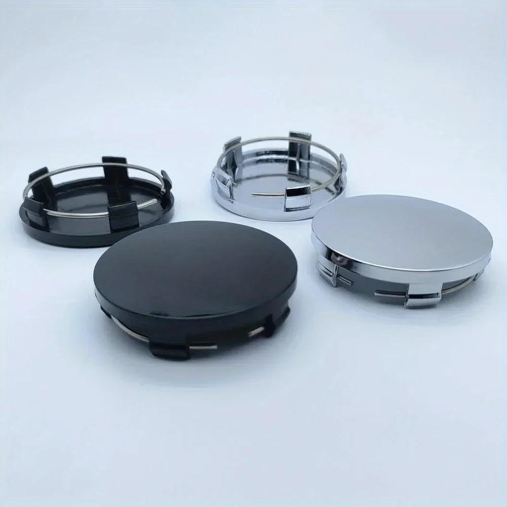 4Pcs 60mm ABS Universal Wheel Hub Center Caps Snap-in Cover Cars Trucks Anti-Falling UV Resistant Black Silver Auto Accessories
