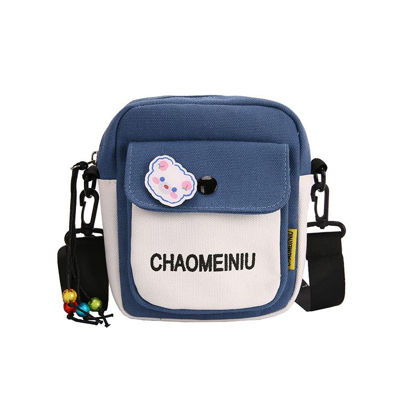 Cute Small Bag Women's Oblique Cross Canvas Bag 2025 New Girl Student Shoulder Bag Fashion