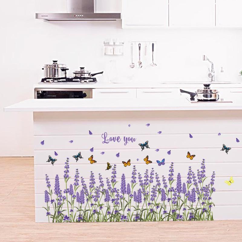 Lavender Self Adhesive Wall Sticker Baseboard Border for Kitchen Bathroom Bedroom Living Room Hallway Decoration Peel and Stick Wallpaper