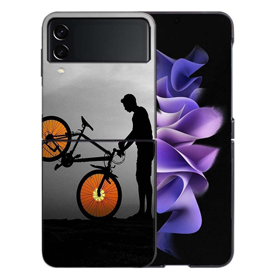 Beautiful Sunset and My Bicycle Phone Case For Samsung Z Flip 6 7 5G Galaxy Z Flip 5 4 3 5G Cases Shockproof Hard Cover TPU