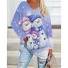 Spring and Autumn V-neck 3D Christmas Theme Printed Top Fashionable Casual Long Sleeved Women's T-shirts