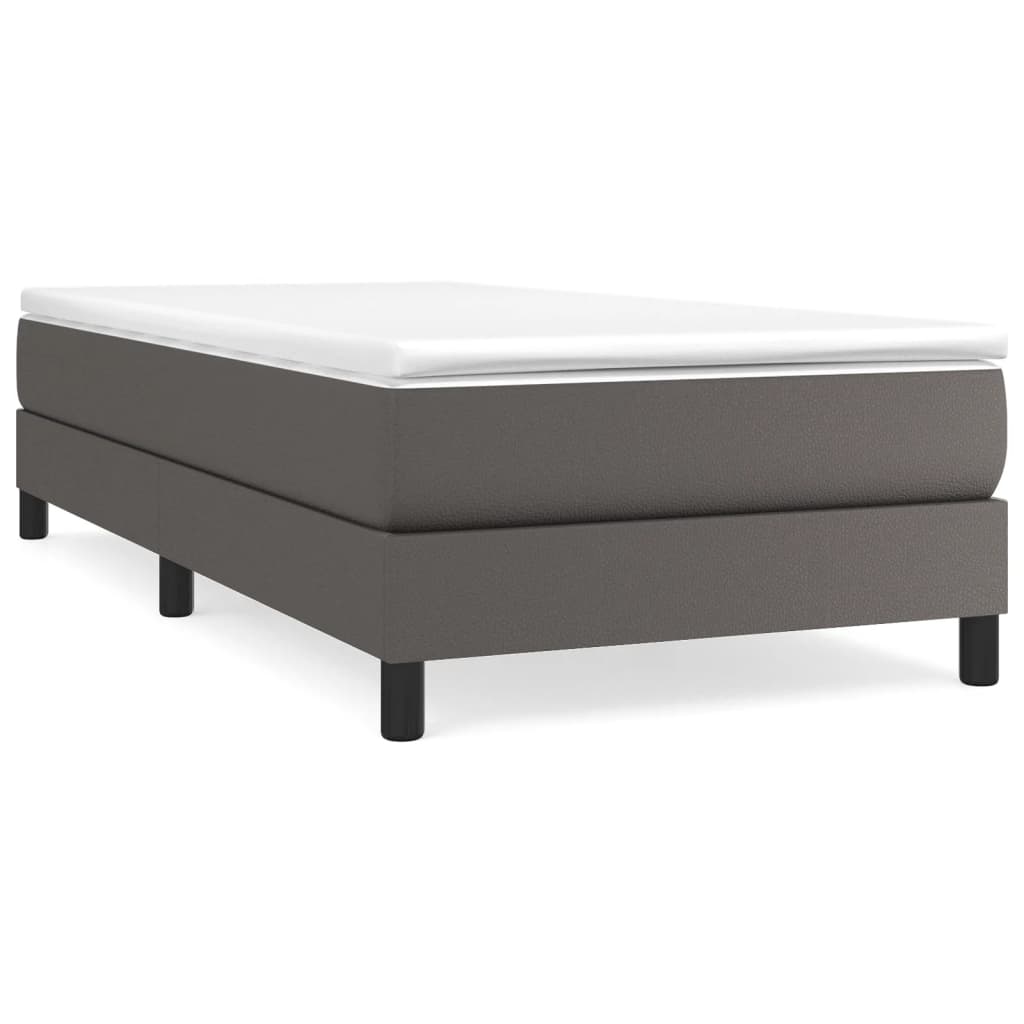 Box Spring Bed Frame Gray 80 X 200 Cm Faux Leather
