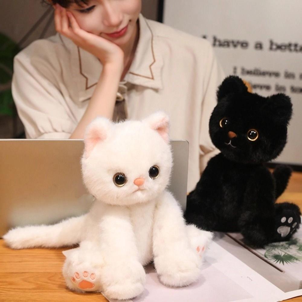 Sitting Cat Plush Toy Big Eyes Soft Cat Plush Pillow Cute Animal Plush Doll  Children