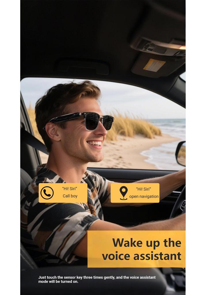 Smart Bluetooth Glasses with AI Translation: Supports 100+ Languages, Music Streaming, and Hands-Free Calls