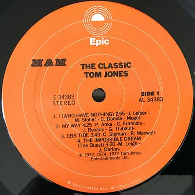 LP Record TOM JONES  Classic AL34383 Epic 1977 US Pop Used