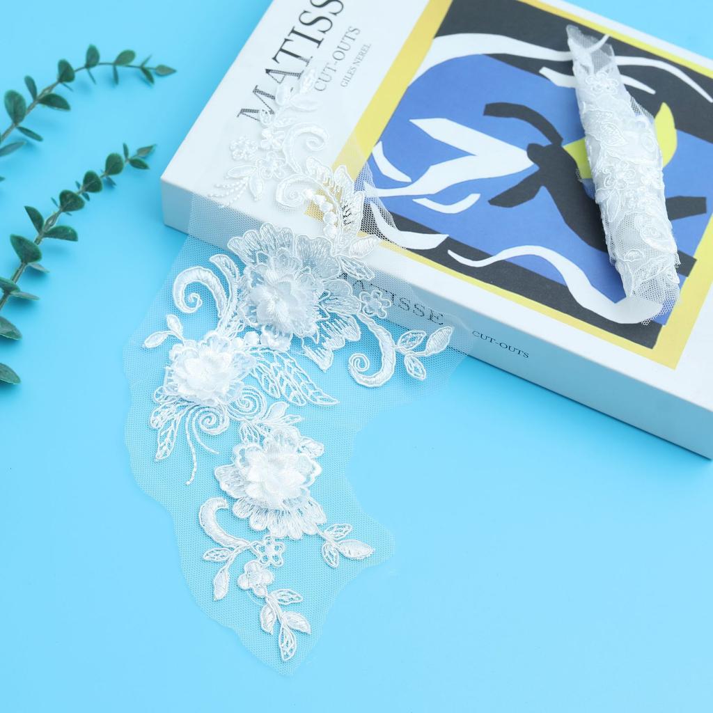 Car Bone To Flower Three-Dimensional Flower Beige Lace Applique Accessories Embroidery Embroidery Cloth Sticker Wedding Dress Clothing Patch