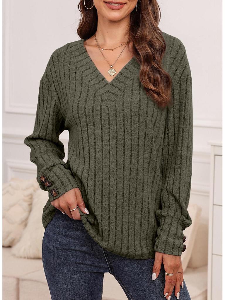 European-American Women's V-Neck Long Sleeve Button Shirt - New Fall/Winter 2025 Collection