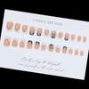 24Pcs Leopard Print French False Nails Spicy Girls Flower Brown Short Square Press On Nails With Diamond Design