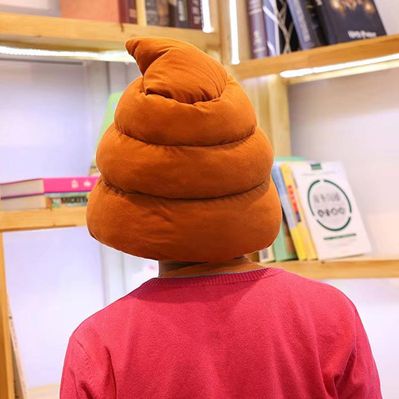 Creative Cute Shit Shape Plush Hat Stuffed Toy Funny Fake Poop Full Headgear Cap Gag Gift Cosplay Party Photo Props
