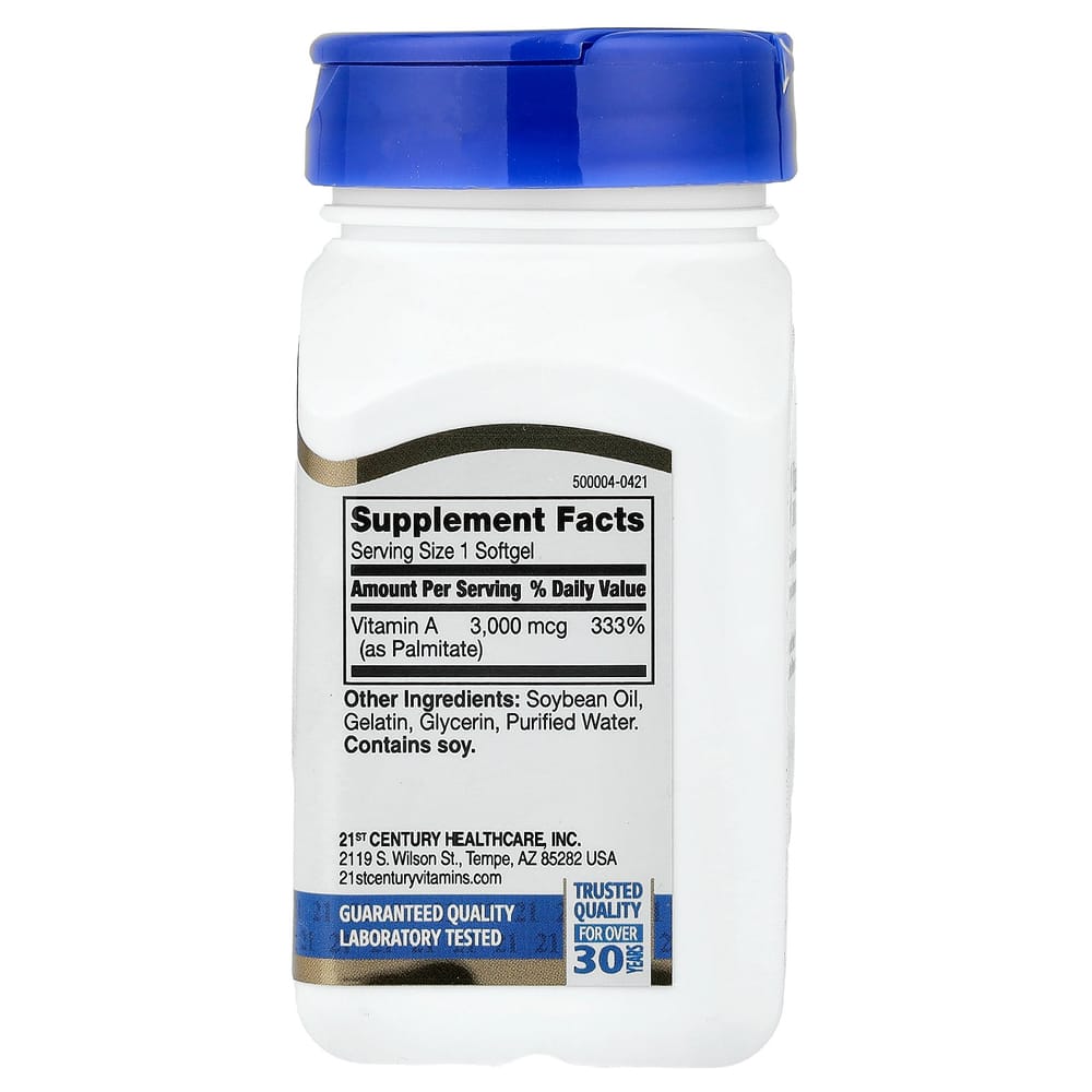21st Century Vitamin A 3000mcg (10000IU) Softgels, 110 Count