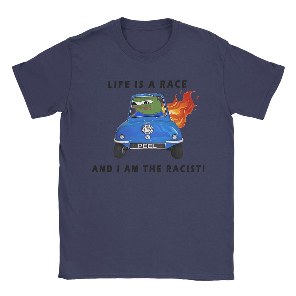 Herren Damen Bedrucktes Das Leben ist ein Rennen, und ich bin der rassistische Pepes der Frosch T-Shirt 100% Baumwolle Frosch Lustiges Meme T-Shirts Kleidung