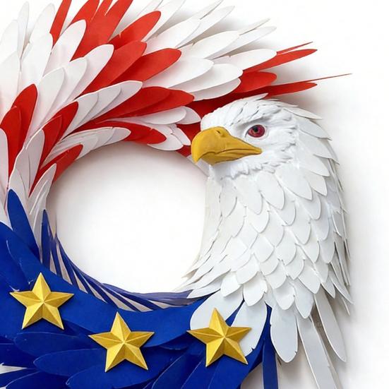 250th Anniversary Eagle Wreath 4th of July Hanging Door Sign for Front Door Patriotic Red Blue White Flag Wreath for Memorial Day Independence Day