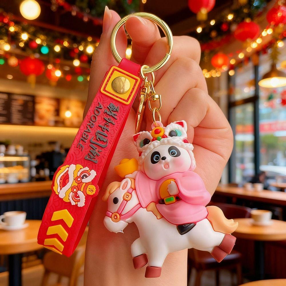 Cute 2026 Horse Year Keychain Traditional Cartoon Horse Bag Pendant  Pony Pendant Gift