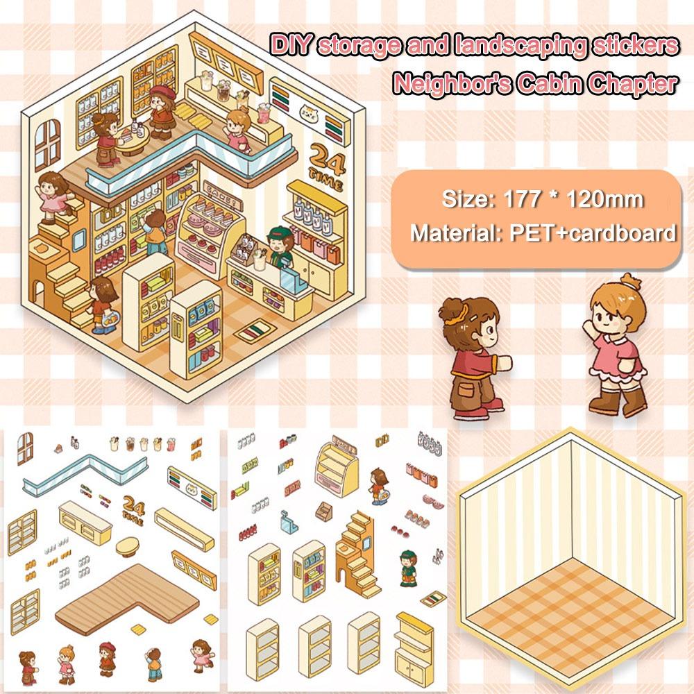 

Мультяшные 3D наклейки с пейзажем Милая принцесса Капибара Карманная сцена с хижиной Наклейка для взрослых детей 10