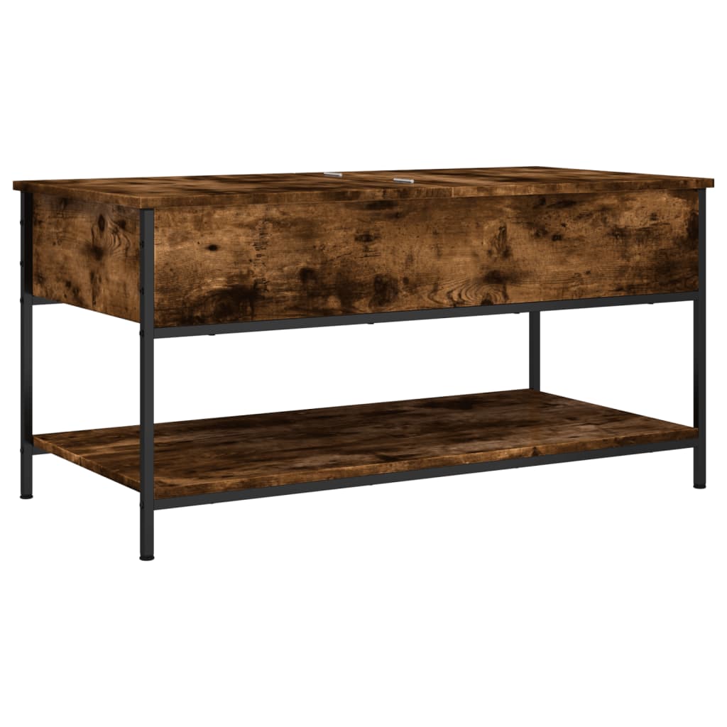 Coffee Table Smoked Oak 100x50x50 cm Wood Based Material and Metal
