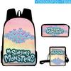 Classic Popular my singing monsters 3D Print 3pcs/Set School Bags Laptop Daypack Backpack Inclined shoulder bag Pencil Case