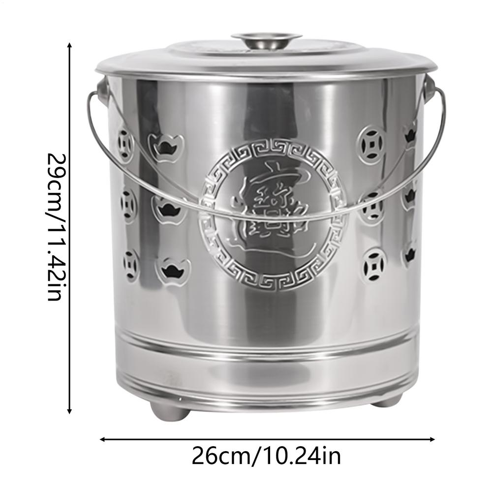 Burn Can for Paper Paper Burner Portable Stainless Cage with Lid Fire Hook And Liner Safe for Patio Garden Balcony Deck Beach