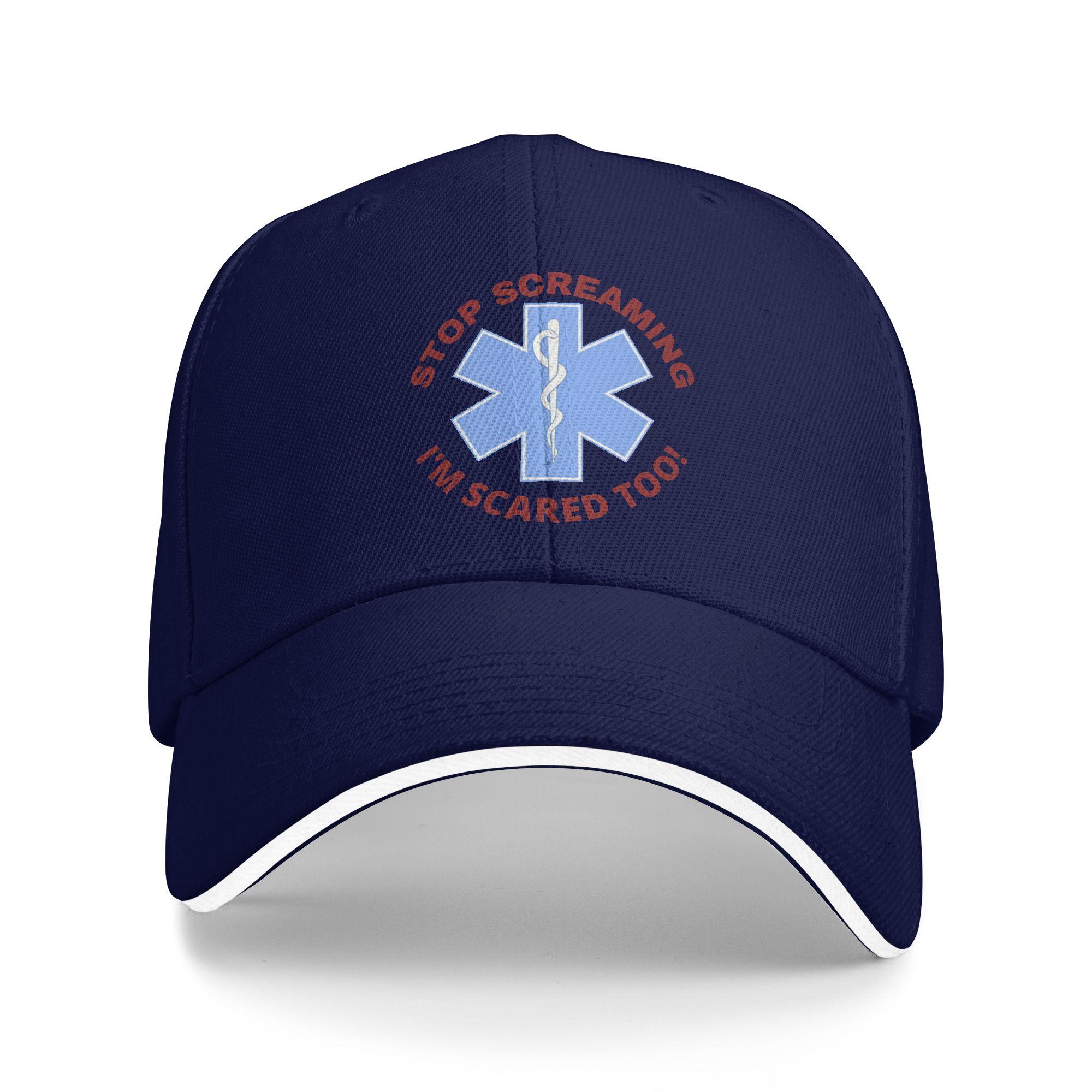 

Stop Screaming Scared Too EMS Baseball Cap Healthcar Streetwear WomenUnisex Trucker Hat Dropshipping Snapback Cap Birthday Present One Size
