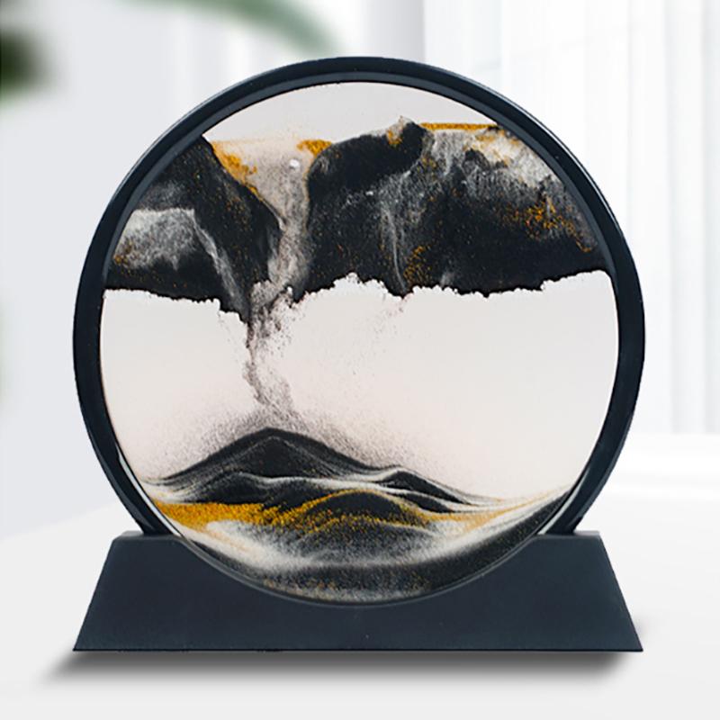 Clessidra 3D Sabbie Mobili Arte con Sabbia in Movimento Immagine Vetro Rotondo Paesaggio Marino Profondo Artigianato Pittura Fluttuante Ufficio Casa Natale