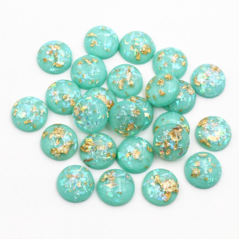 40 Stück 8mm 10mm 12mm Runde Eingebettete Metallfolie Flache Rückseite Harz Cabochons Kuppel DIY Ohrringe Schmuckherstellung Zubehör Fundstücke