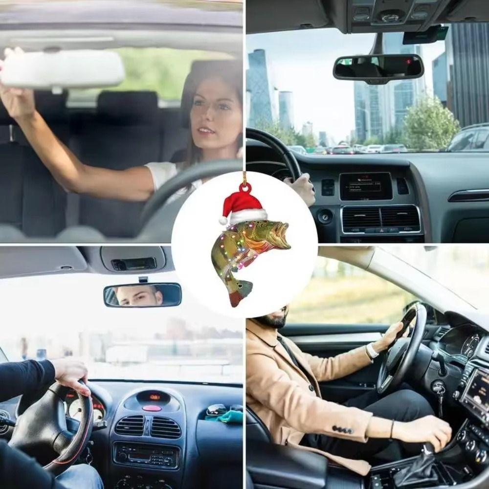 New 2D Flat Christmas Perch Hanging Pendant Acrylic Perch Model Car Rearview Mirror Pendant Perch Fish Keychain Navidad Decor