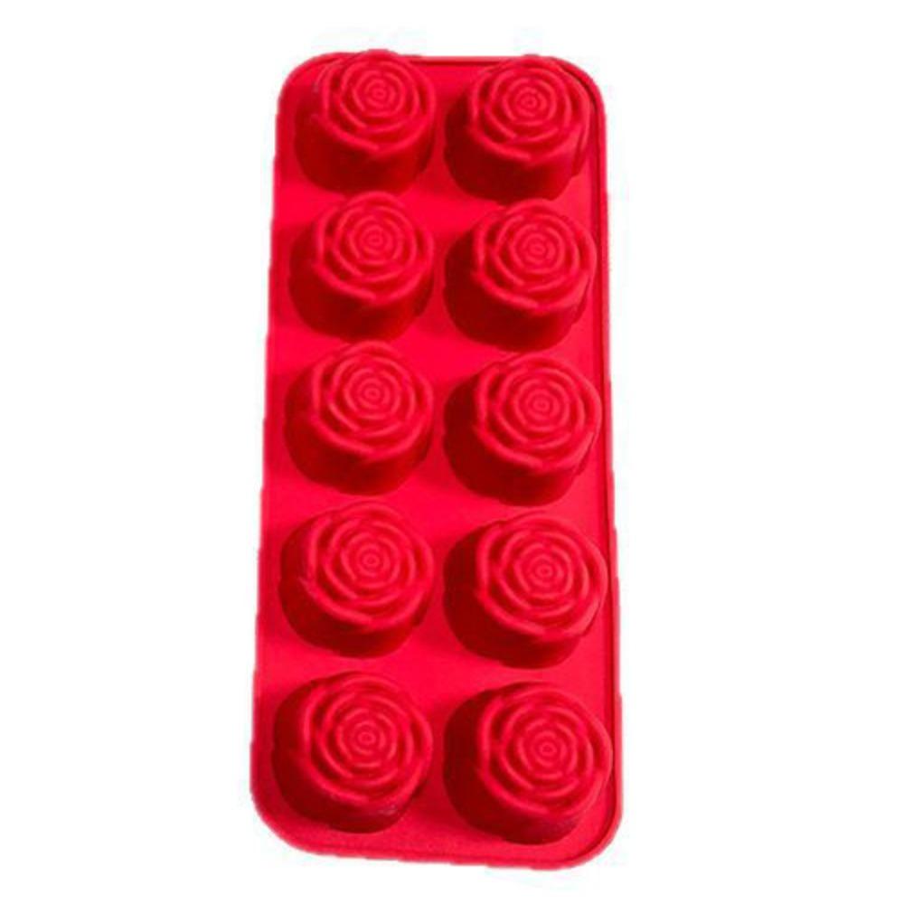 New 10-Cavity Rose Silicone Mold 3D Nonstick Baking Cake Molds DIY Reusable Pudding Mould Pastry Making