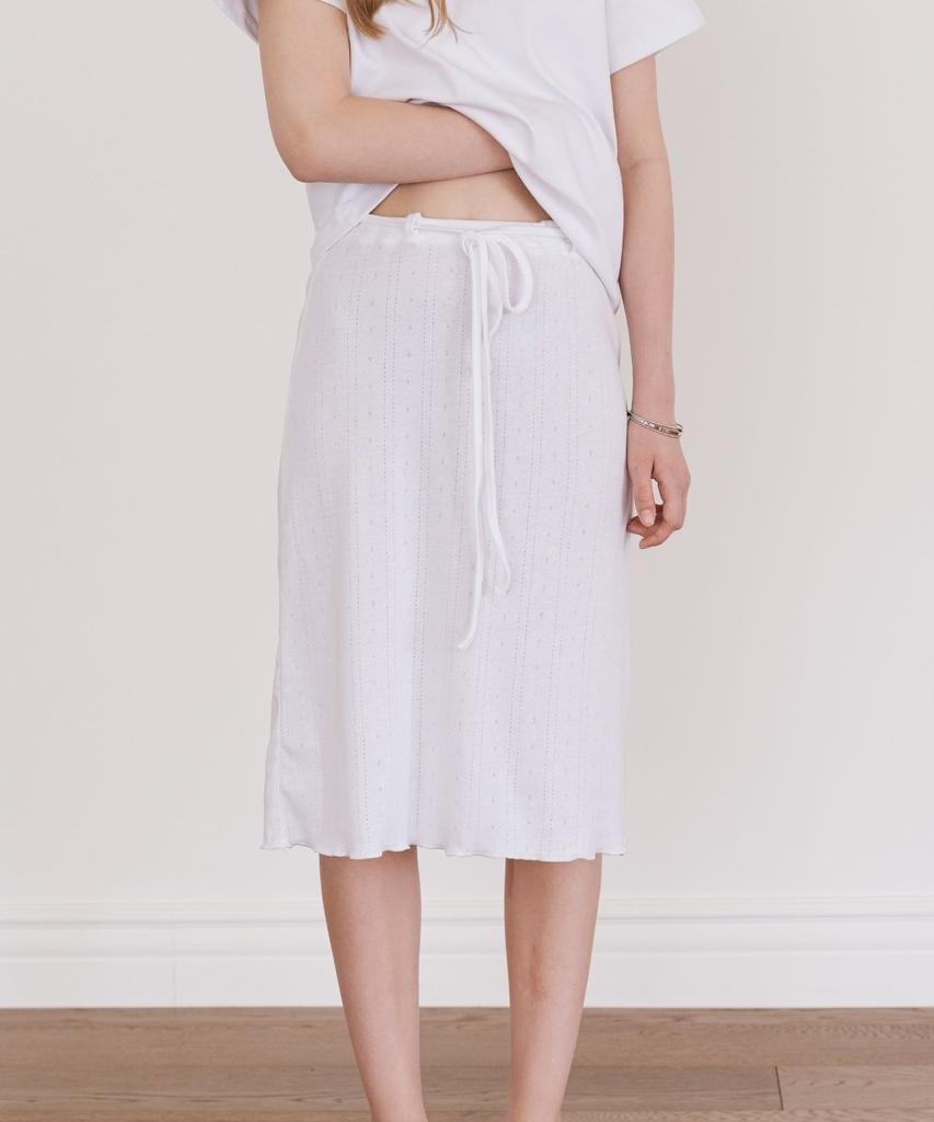Ingi Active Punching Midi Skirt Ivory