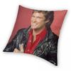 David Hasselhoff Quadratischer Kissenbezug Polyester Leinen Samt Kreativ Reißverschluss Dekor Kissenbezug Sofa Sitzkissenbezug 18"