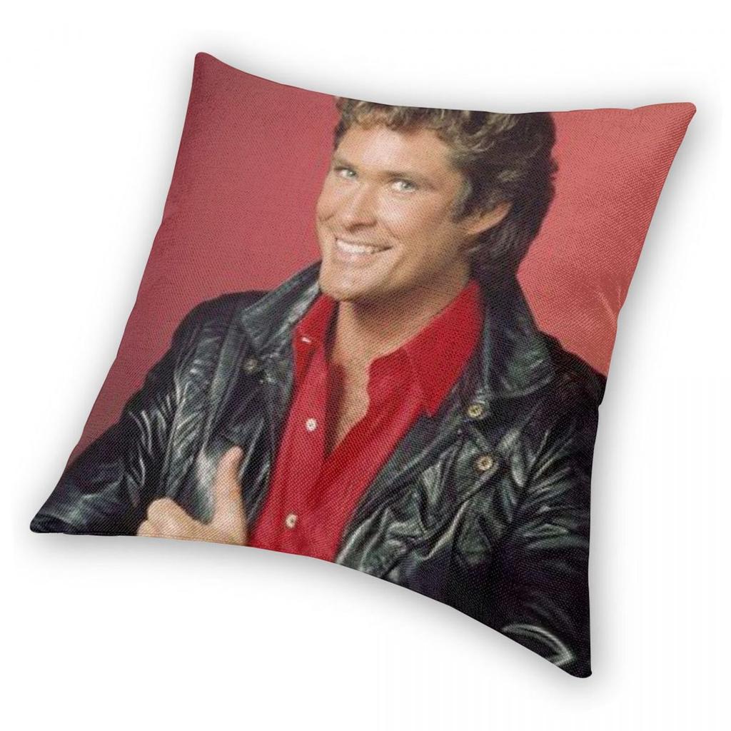 David Hasselhoff Quadratischer Kissenbezug Polyester Leinen Samt Kreativ Reißverschluss Dekor Kissenbezug Sofa Sitzkissenbezug 18"