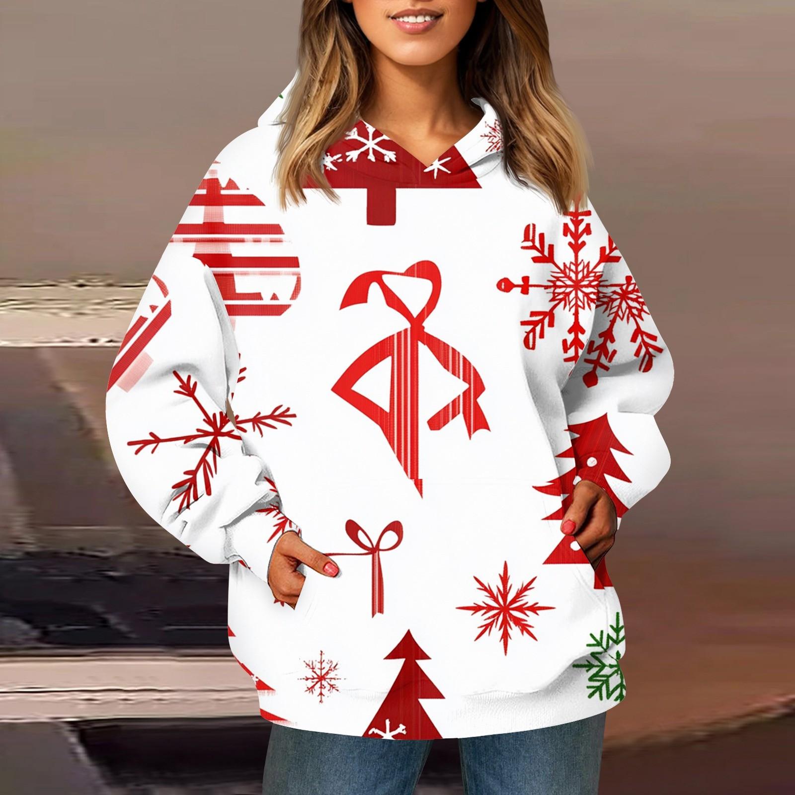 

Женская модная толстовка с длинным рукавом, рождественский принт «Снеговик», «Снежинка», с капюшоном и карманом M белый