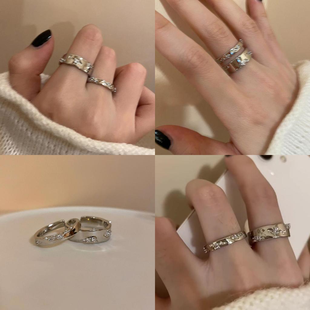 Geometric Copper Zirconia Ring For Women Stylish Ins Trendy Couple Band Unique Design