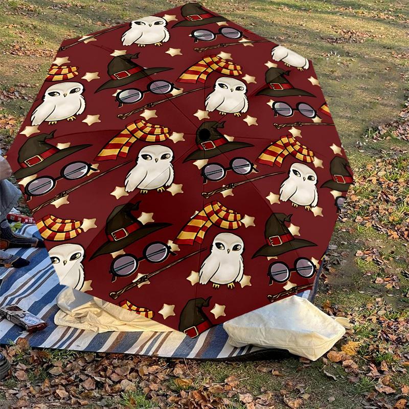 1PC Harry Potter Owls Umbrella-8-Rib Reinforced, Automatic Open, Lightweight & Durable, Cute Fashion Accessory for Outdoor, D2630