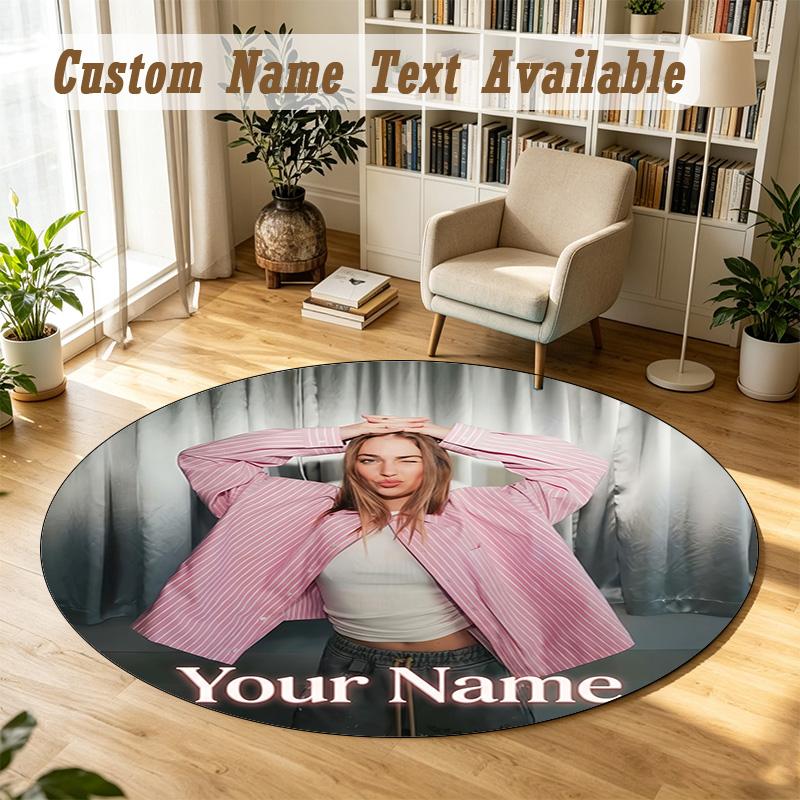 Round Rug Custom NameRoxy Dekker Pattern Non Slip Carpet Home Floor Decor