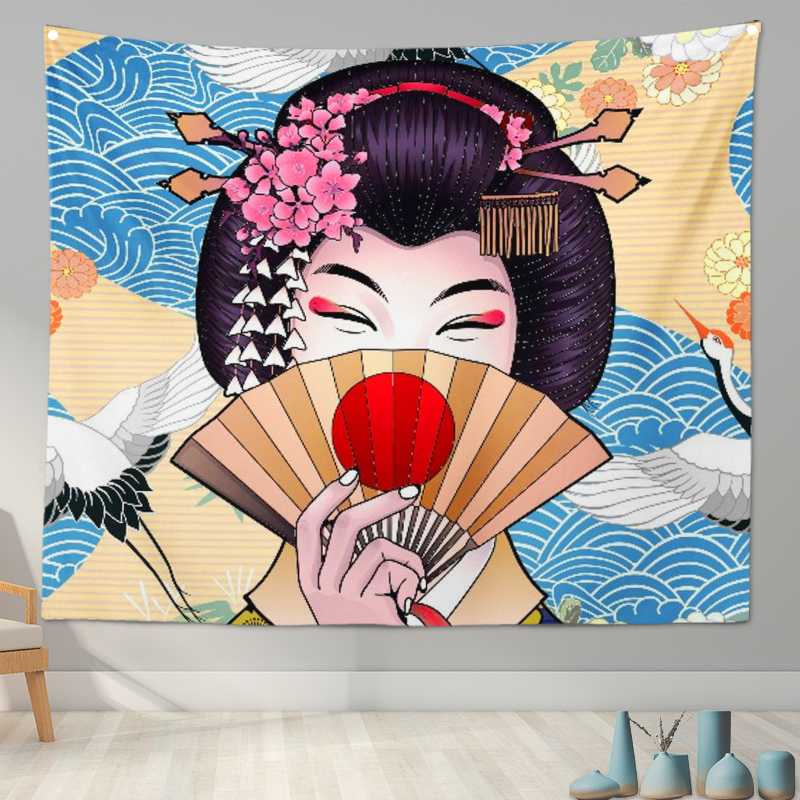 Ukiyo-e Japanese Print Tapestry Wall Cloth Cushion Bedroom Hanging Home Decoration Living Room Background Cloth Tapiz