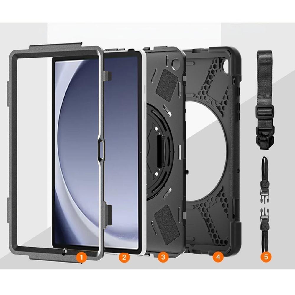 Armor Case with Handle and Strap for Samsung Galaxy Tab A9 Plus 11 (Black)